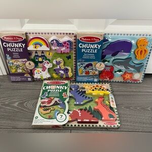 3 Melissa & Doug Chunky Puzzle Sets - all new